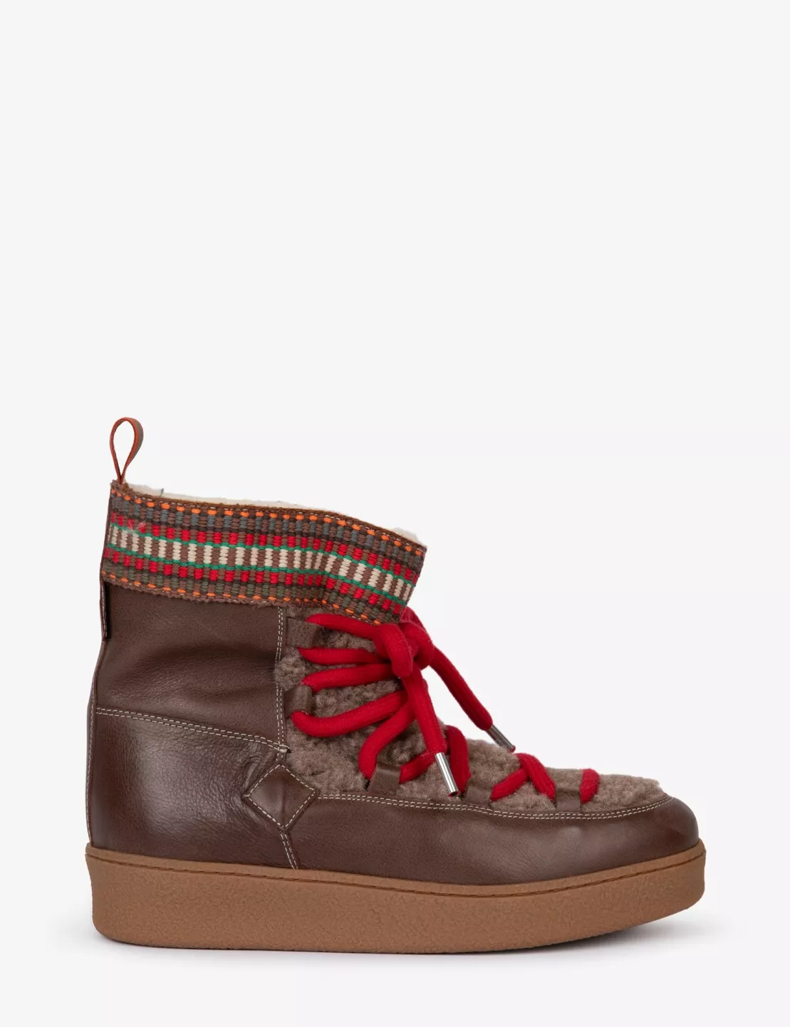 Cosmos Fleece Boot in Dark Brown Multi Women s Boots Penelope Chilvers
